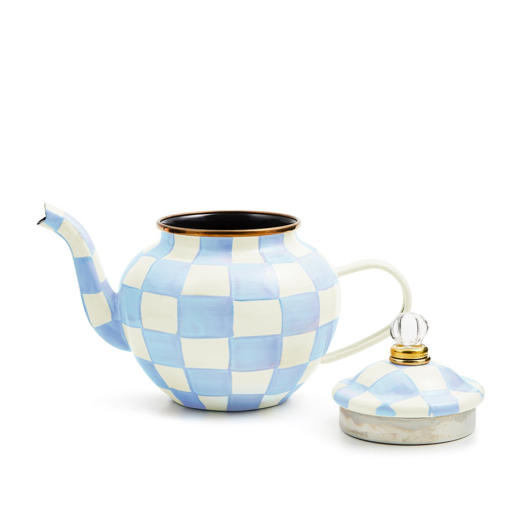 Sky Blue Check 4 Cup Teapot (Mackenzie Childs) - PRE ORDER