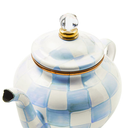 Sky Blue Check 4 Cup Teapot (Mackenzie Childs) - PRE ORDER