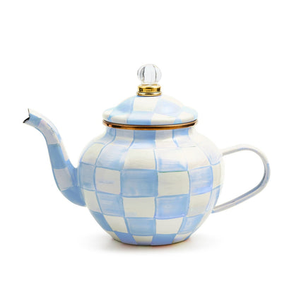 Sky Blue Check 4 Cup Teapot (Mackenzie Childs) - PRE ORDER