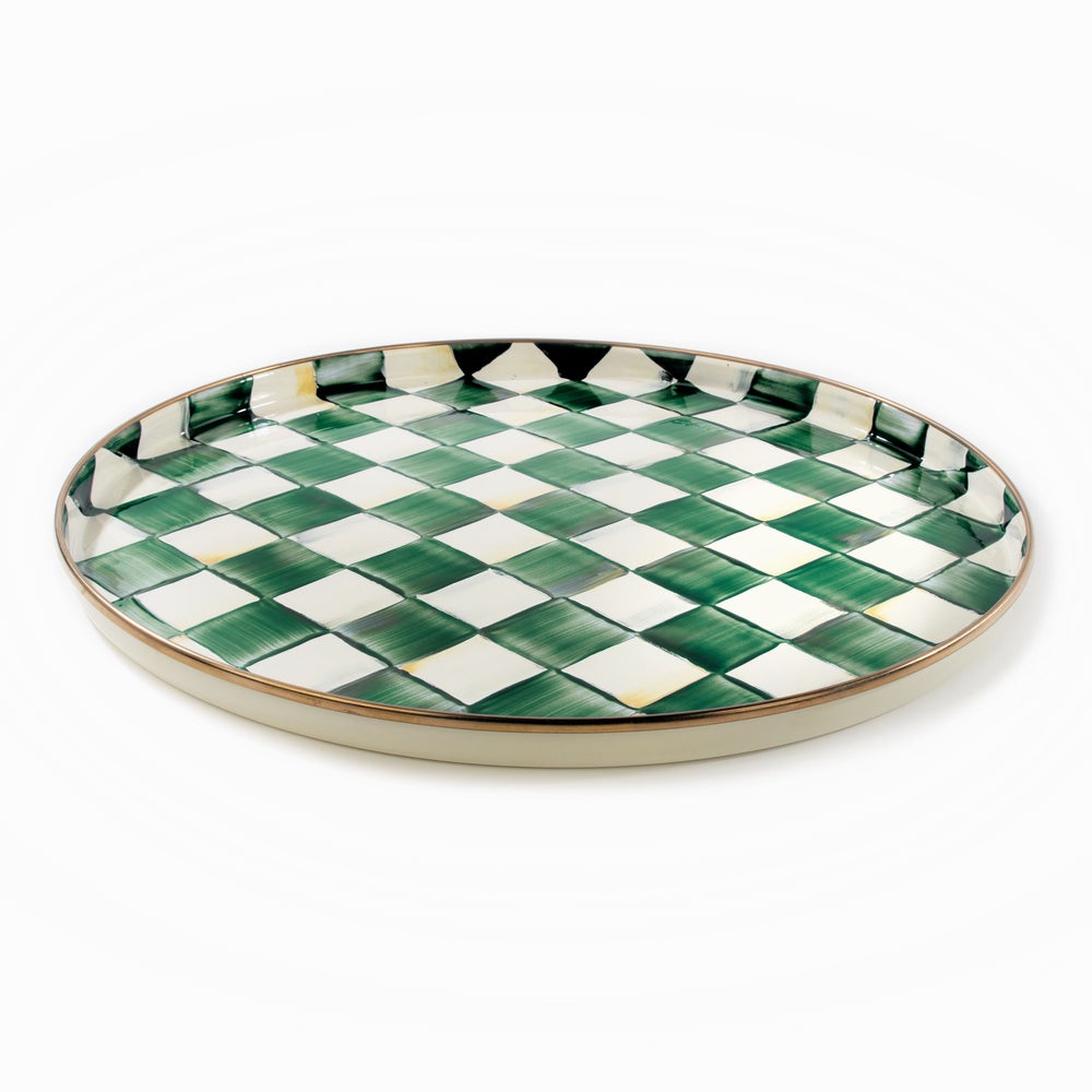 Emerald Check Round Tray (Mackenzie Childs)