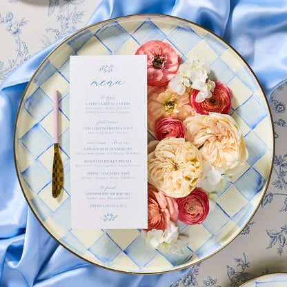 Sky Blue Check Round Tray (Mackenzie Childs) - PRE ORDER