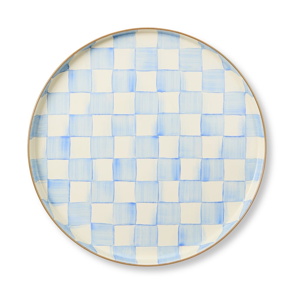Sky Blue Check Round Tray (Mackenzie Childs) - PRE ORDER