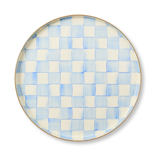 Sky Blue Check Round Tray (Mackenzie Childs)