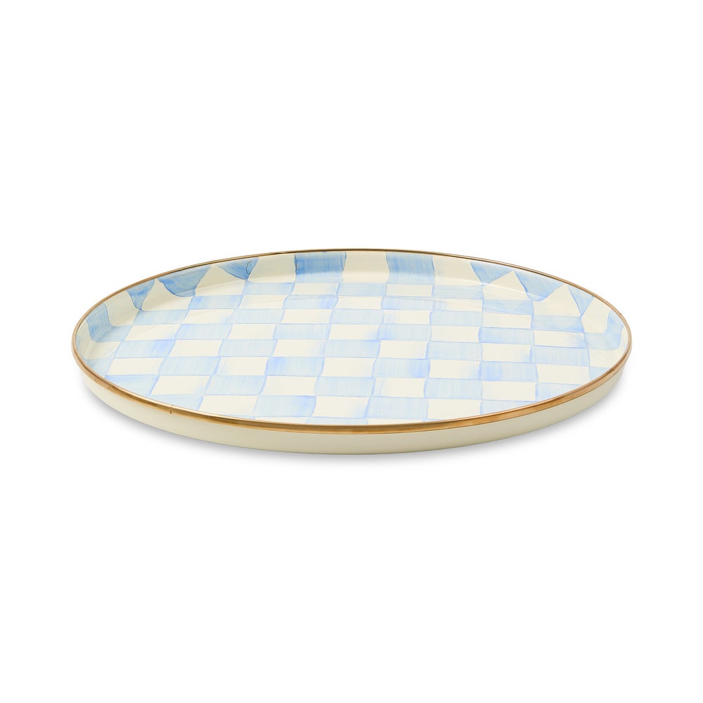 Sky Blue Check Round Tray (Mackenzie Childs) - PRE ORDER