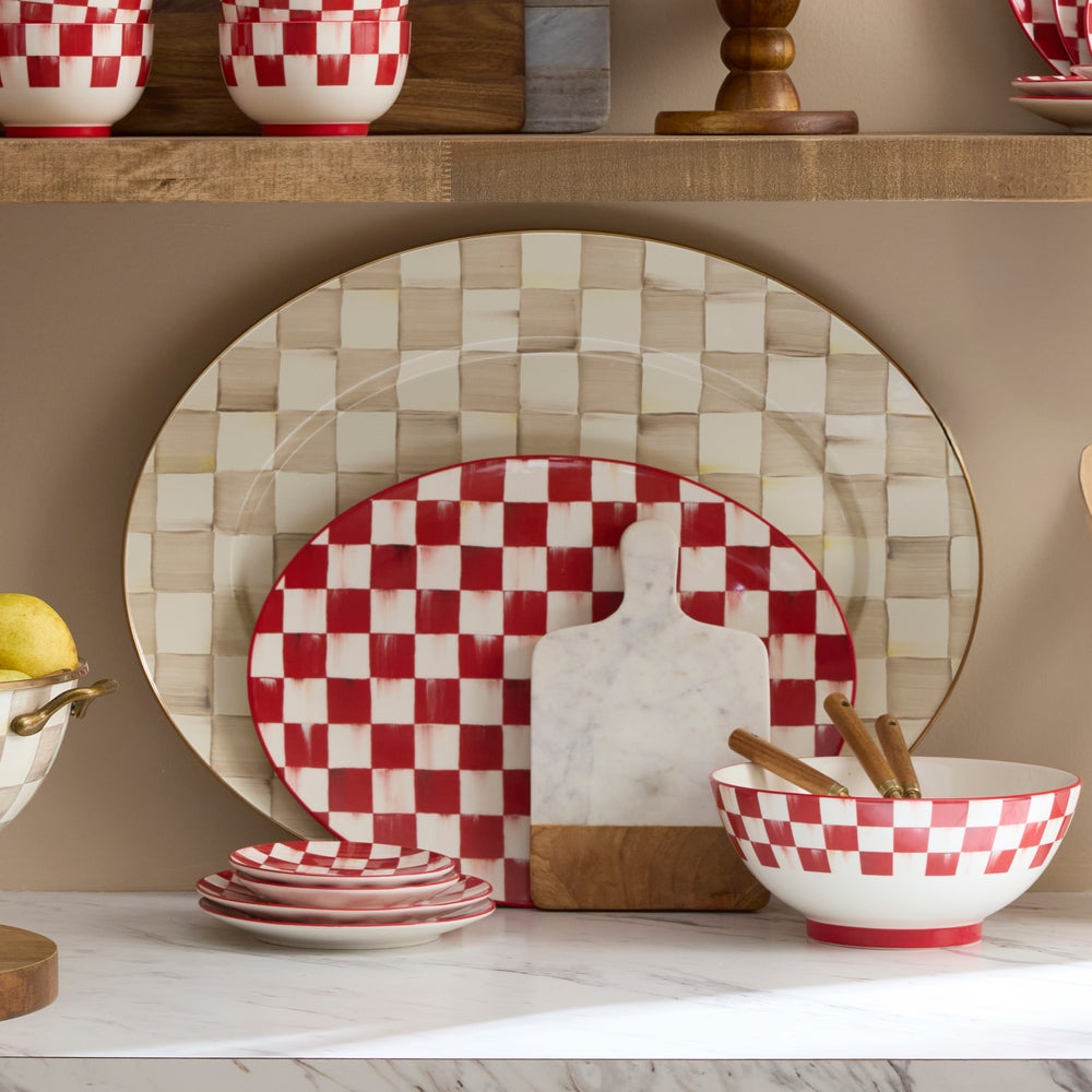 Mocha Check Large Oval Platter (Mackenzie Childs)