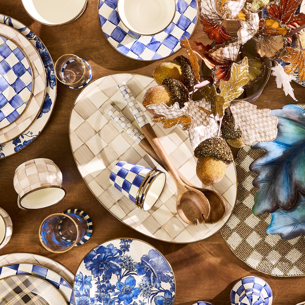 Mocha Check Large Oval Platter (Mackenzie Childs)