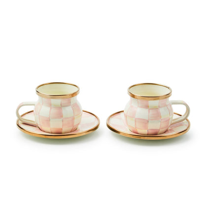 Rosy Check Espresso Cup & Saucer Pair (Mackenzie Childs)