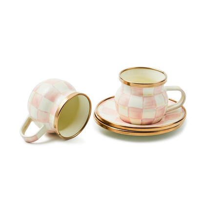 Rosy Check Espresso Cup & Saucer Pair (Mackenzie Childs)