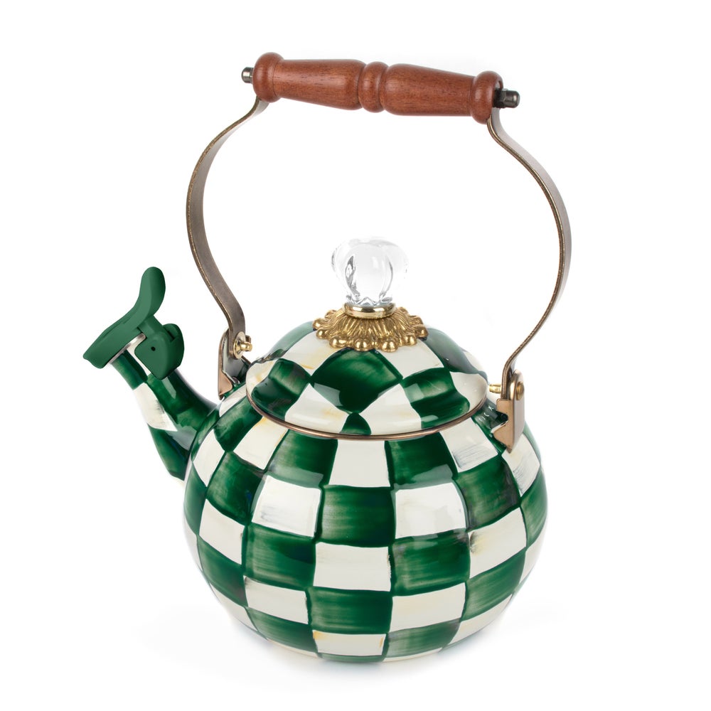 Emerald Check Whistling Tea Kettle (Mackenzie Childs)