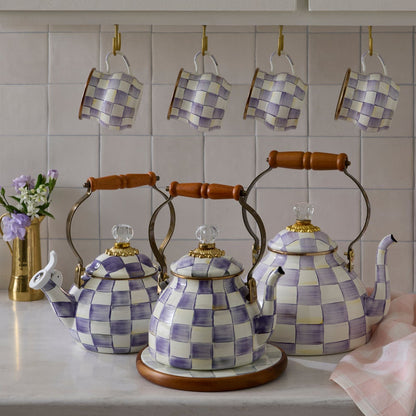 Violet Check Whistling Tea Kettle (Mackenzie Childs)