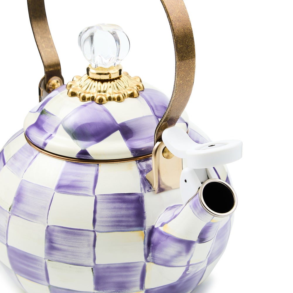 Violet Check Whistling Tea Kettle (Mackenzie Childs)