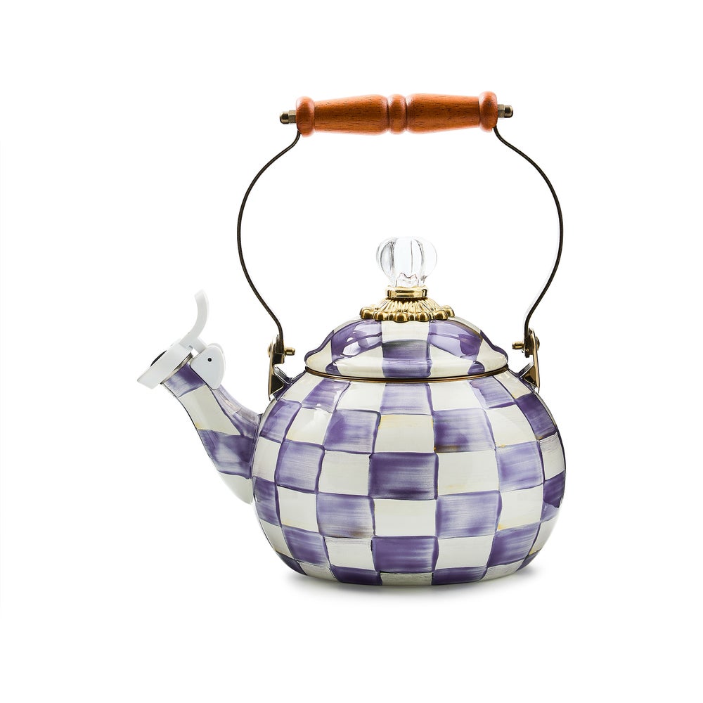 Violet Check Whistling Tea Kettle (Mackenzie Childs)