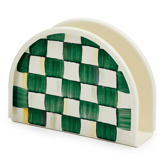 Emerald Check Enamel Napkin Holder (Mackenzie Childs)