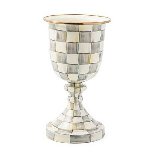 Sterling Check Pedestal Vase (Mackenzie Childs)