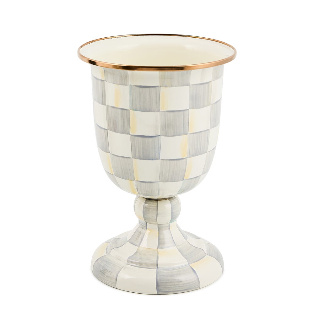 Sterling Check Pedestal Vase (Mackenzie Childs)