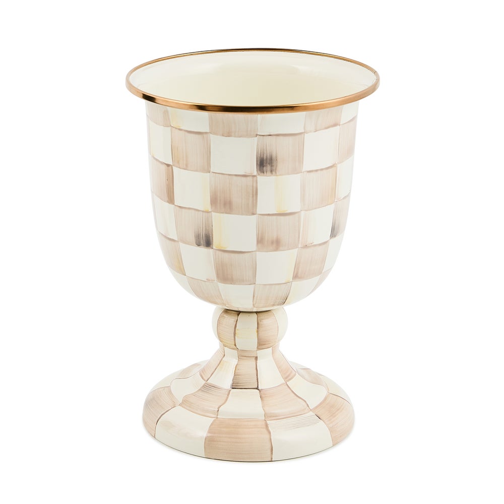 Mocha Check Pedestal Vase (Mackenzie Childs)