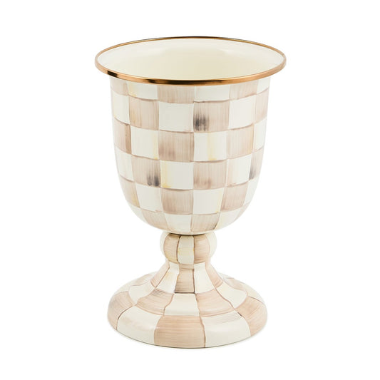Mocha Check Pedestal Vase (Mackenzie Childs)