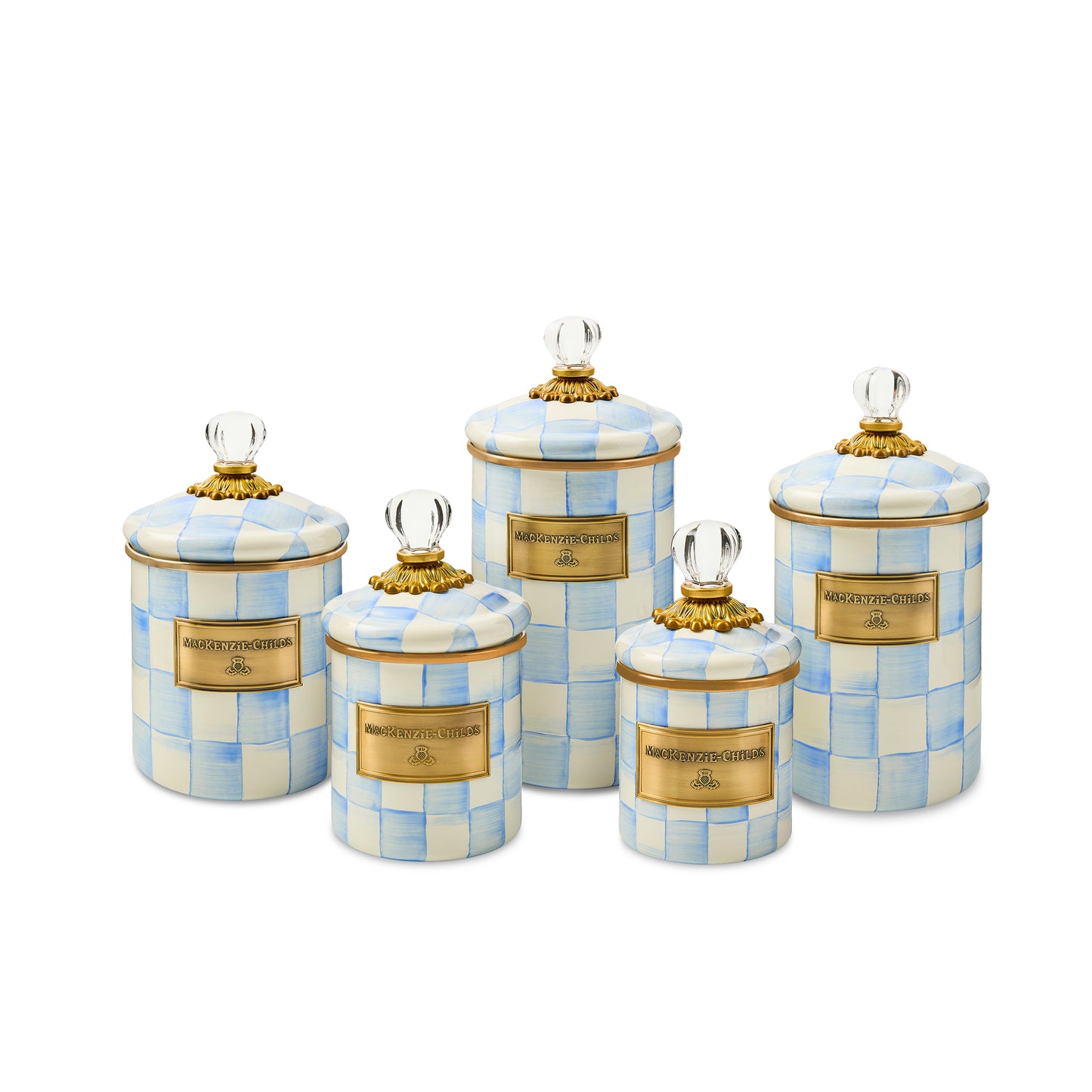 Sky Blue Check Mini Canister  (Mackenzie Childs)