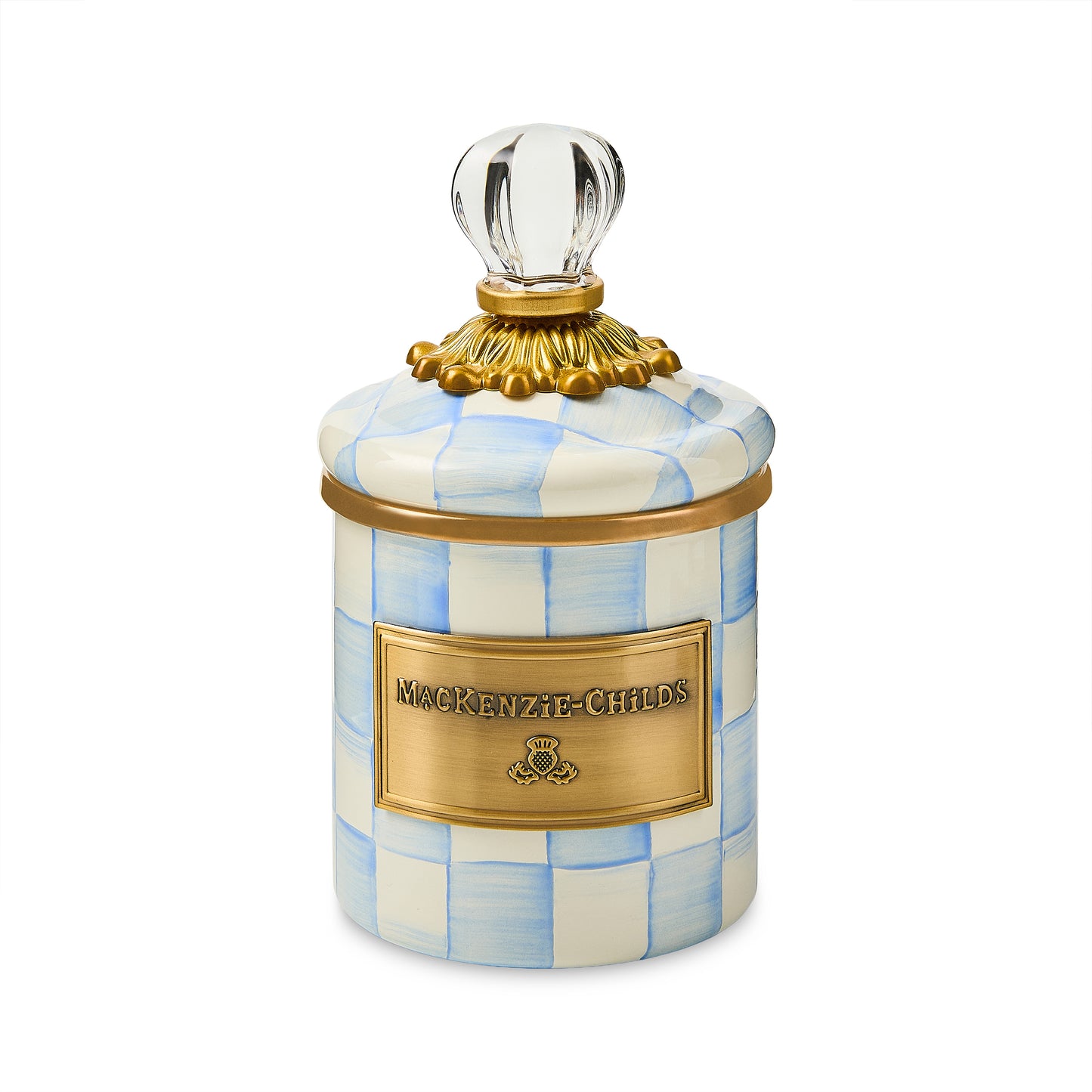 Sky Blue Check Mini Canister  (Mackenzie Childs)
