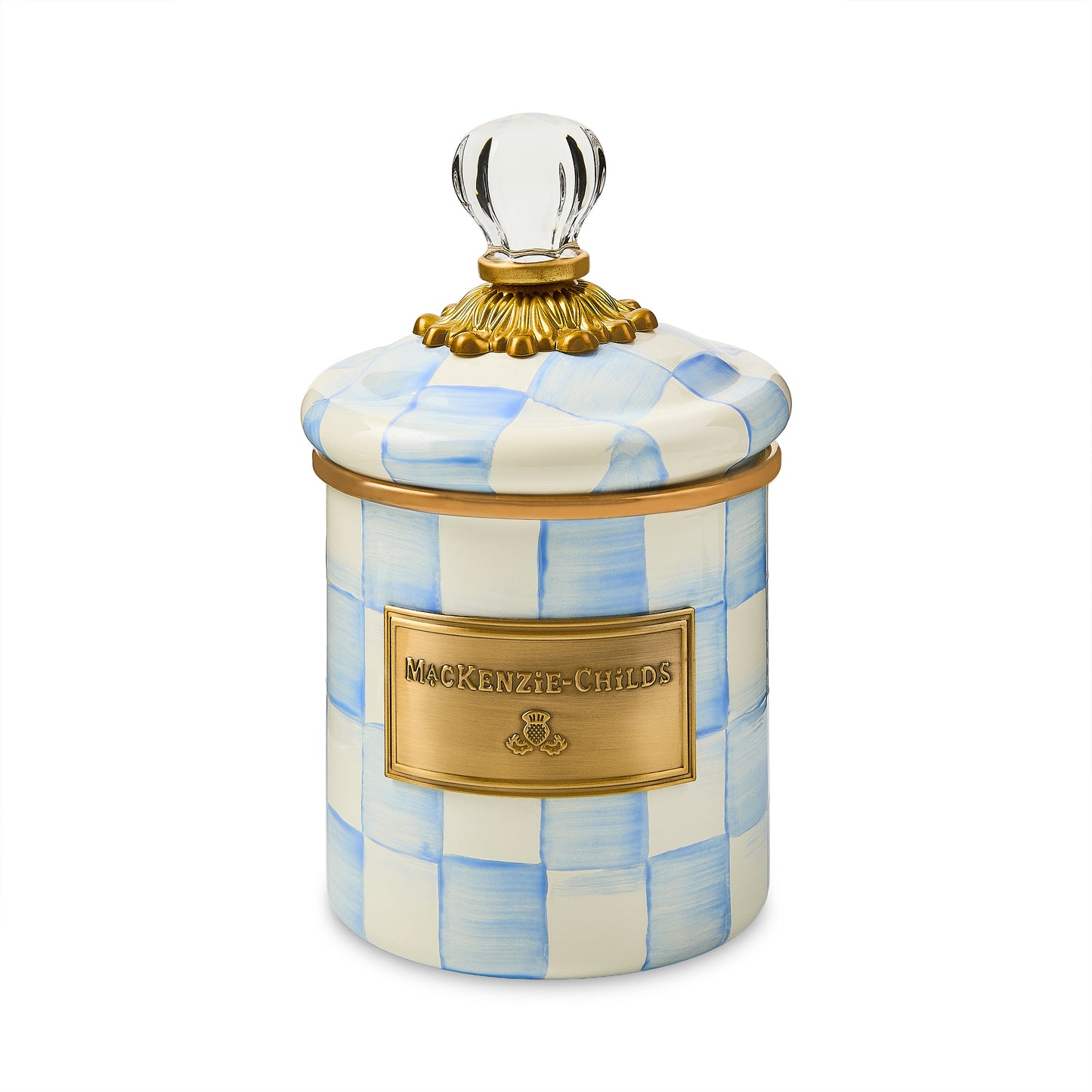 Sky Blue Check Demi Canister (Mackenzie Childs)