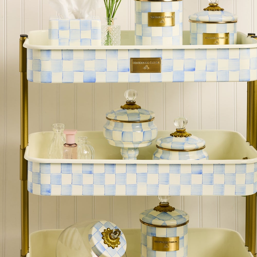 Sky Blue Check Curiosity Pot (Mackenzie Childs) - PRE ORDER