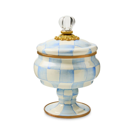 Sky Blue Check Curiosity Pot (Mackenzie Childs) - PRE ORDER