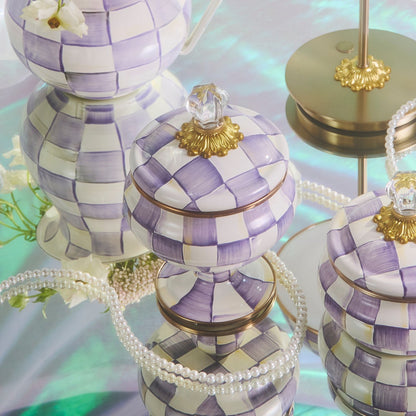Violet Check Curiosity Pot (Mackenzie Childs)