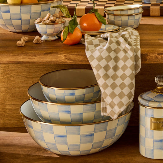 Sky Blue Check Large Everyday Bowl (Mackenzie Childs) - PRE ORDER
