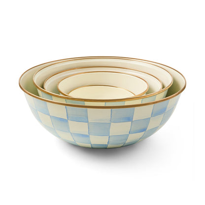 Sky Blue Check Large Everyday Bowl (Mackenzie Childs)