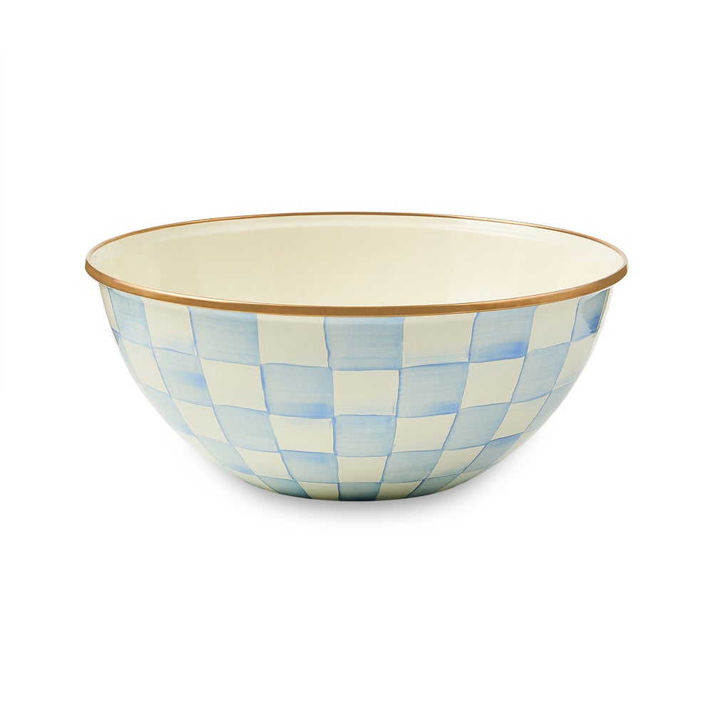Sky Blue Check Large Everyday Bowl (Mackenzie Childs)