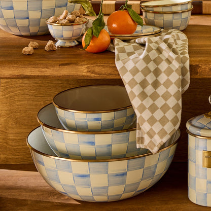Sky Blue Check Extra Large Everyday Bowl (Mackenzie Childs)