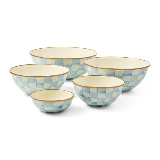 Sky Blue Check Extra Large Everyday Bowl (Mackenzie Childs)