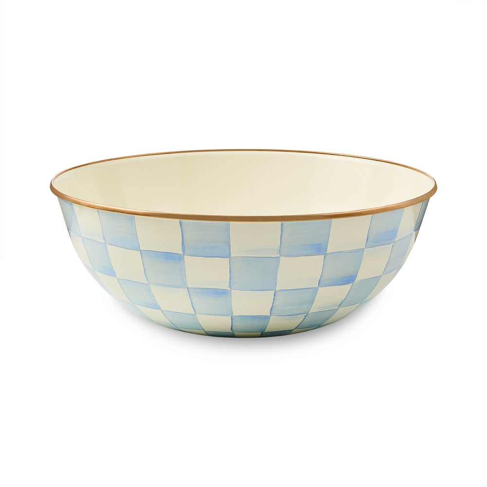 Sky Blue Check Extra Large Everyday Bowl (Mackenzie Childs)