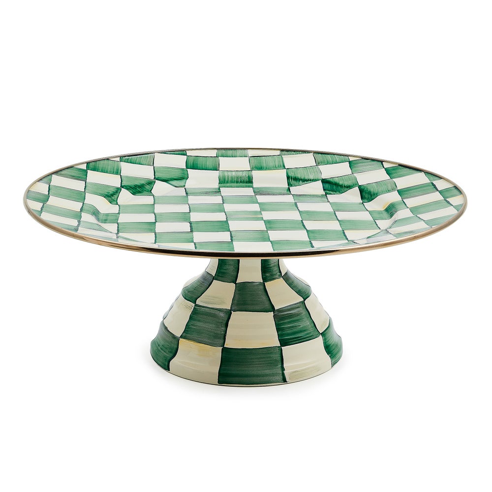Emerald Check Large Pedestal Platter (Mackenzie Childs)