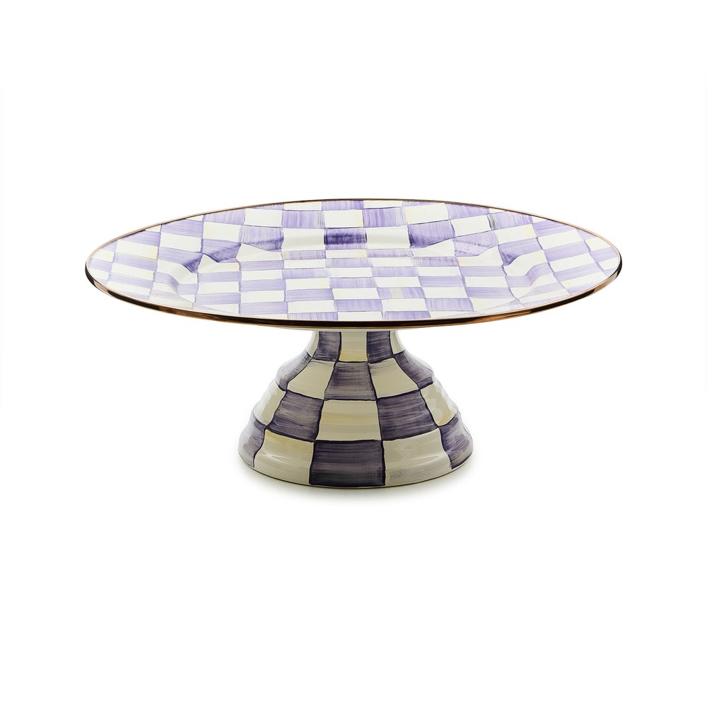 Violet Check Large Pedestal Platter (Mackenzie Childs)
