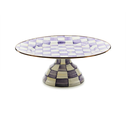 Violet Check Large Pedestal Platter (Mackenzie Childs)