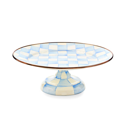 Sky Blue Check Small Pedestal Platter (Mackenzie Childs)