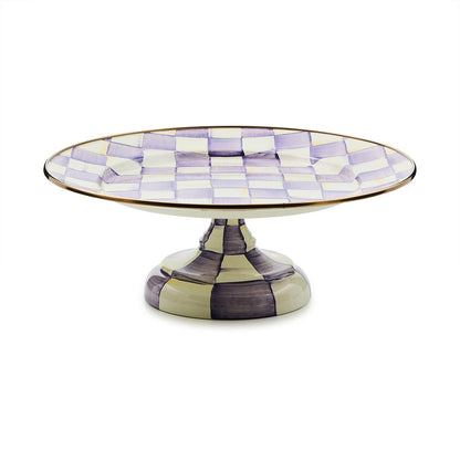 Violet Check Small Pedestal Platter (Mackenzie Childs)