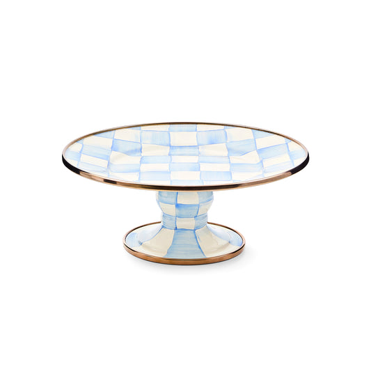 Sky Blue Check Mini Pedestal Platter (Mackenzie Childs)
