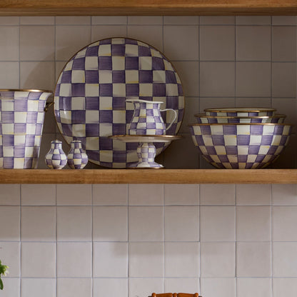 Violet Check Mini Pedestal Platter (Mackenzie Childs)