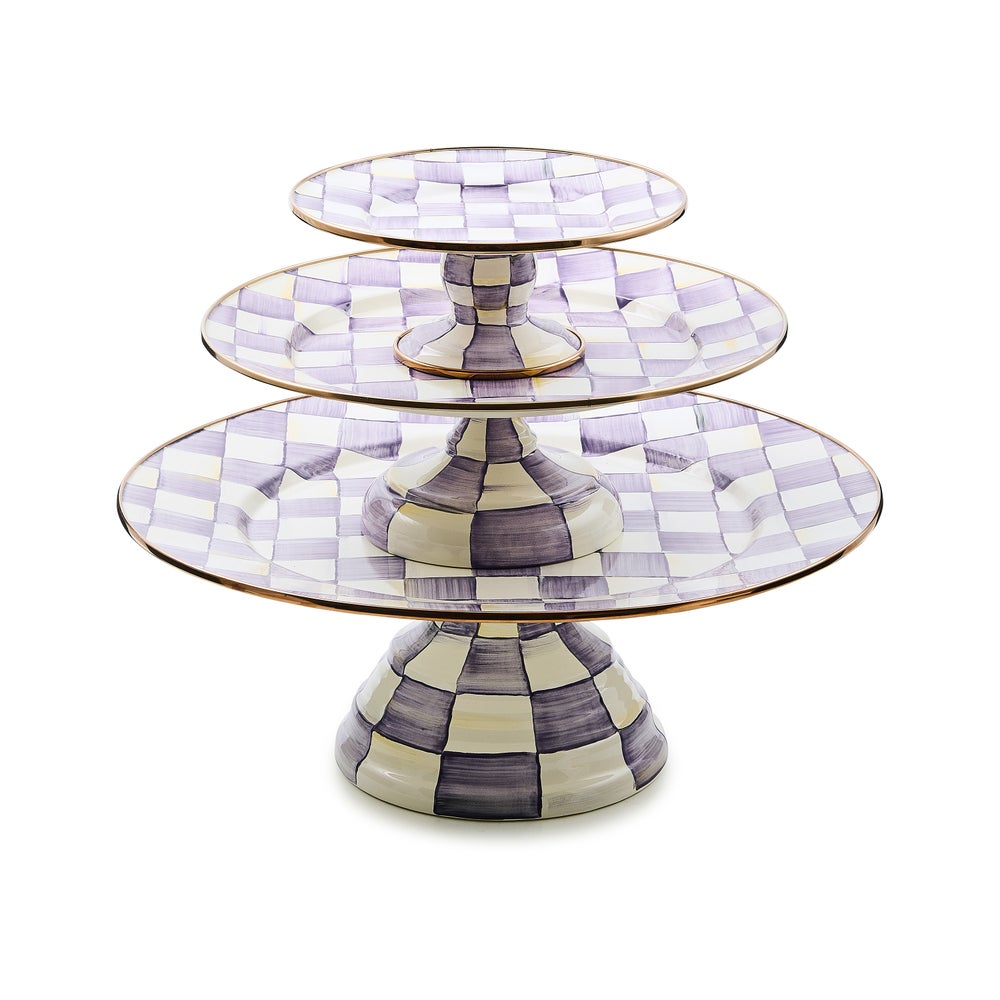 Violet Check Mini Pedestal Platter (Mackenzie Childs)