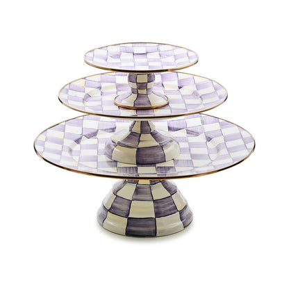 Violet Check Mini Pedestal Platter (Mackenzie Childs)