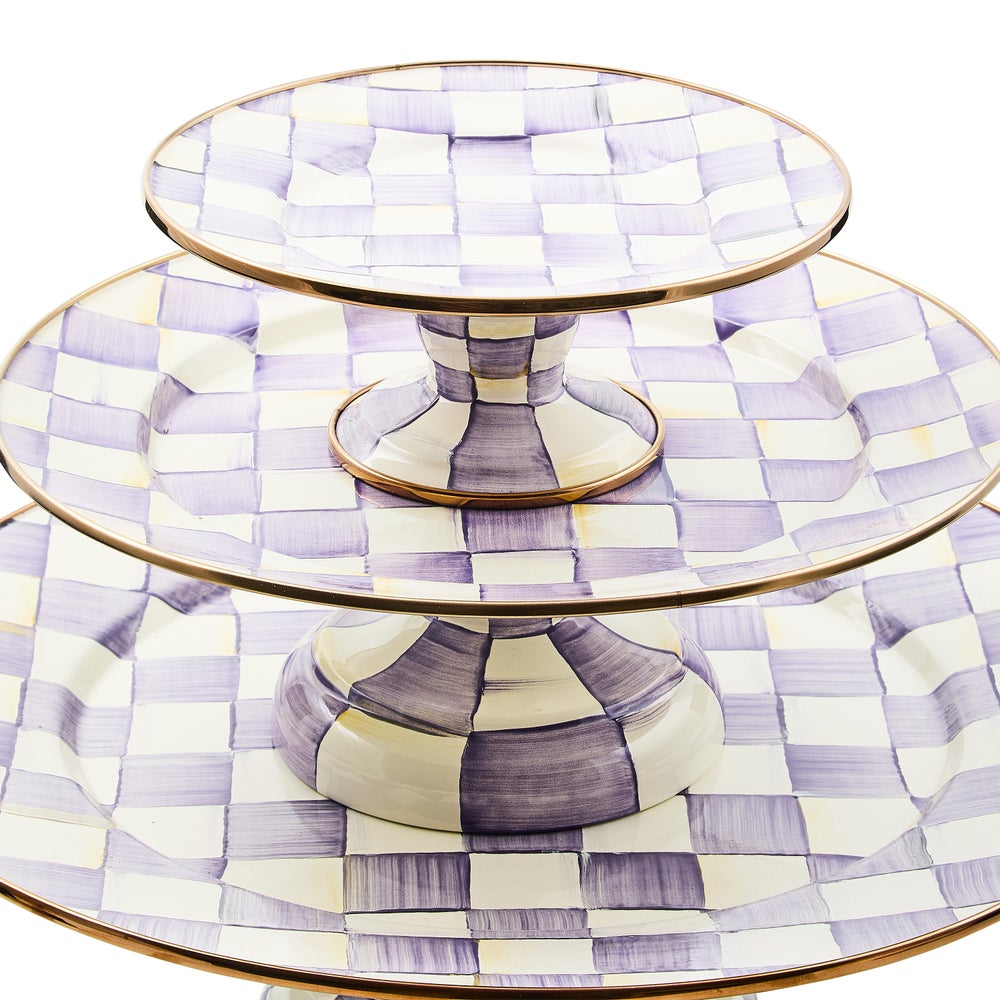 Violet Check Mini Pedestal Platter (Mackenzie Childs)