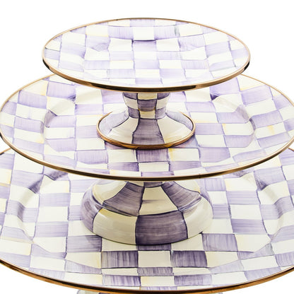 Violet Check Mini Pedestal Platter (Mackenzie Childs)