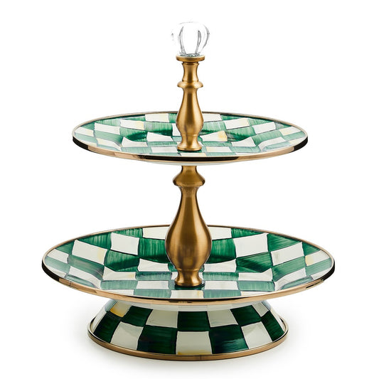 Emerald Check Two Tier Sweet Stand (Mackenzie Childs)