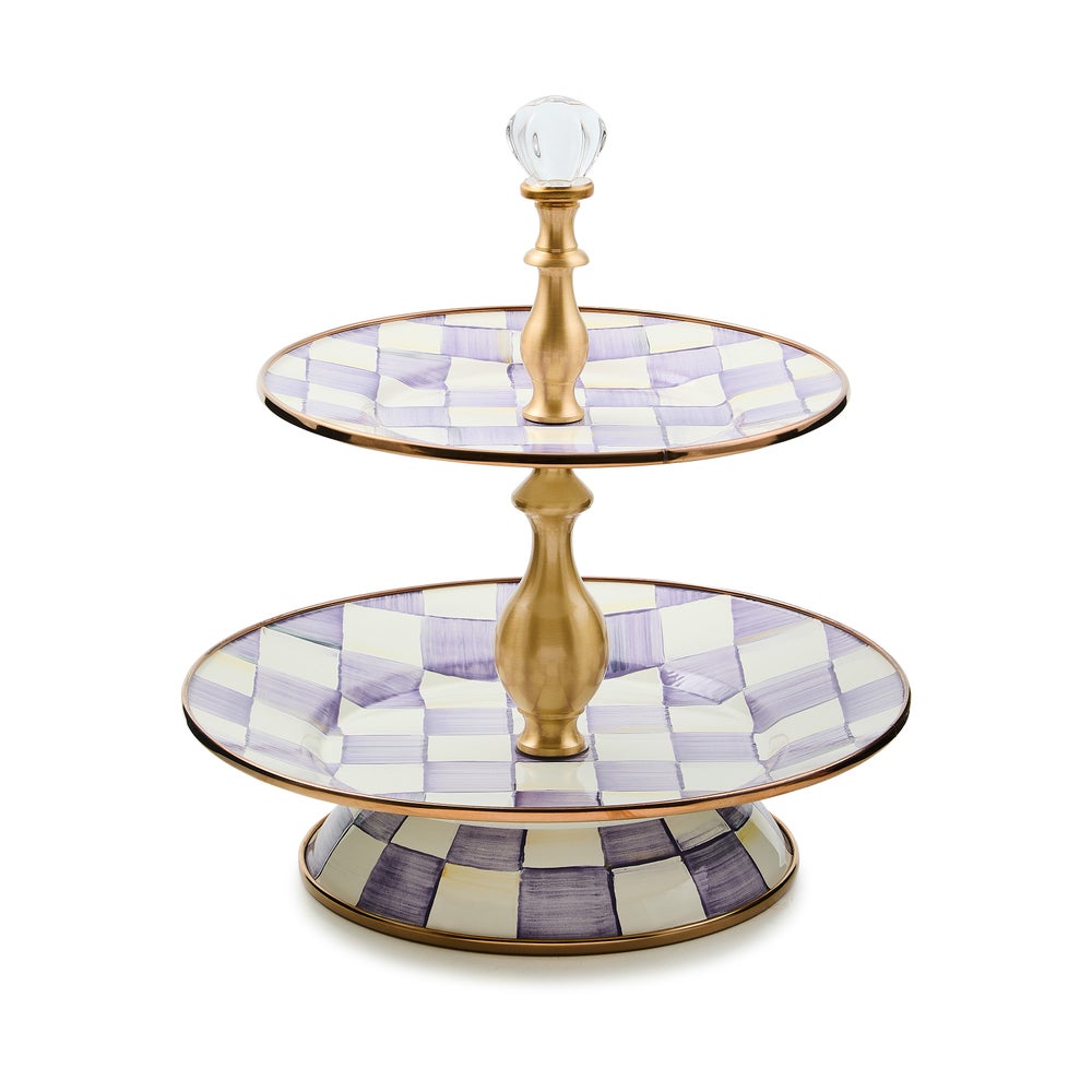 Violet Check Two Tier Sweet Stand (Mackenzie Childs)