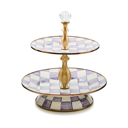 Violet Check Two Tier Sweet Stand (Mackenzie Childs)