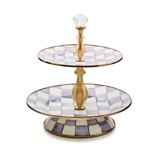 Violet Check Two Tier Sweet Stand (Mackenzie Childs)