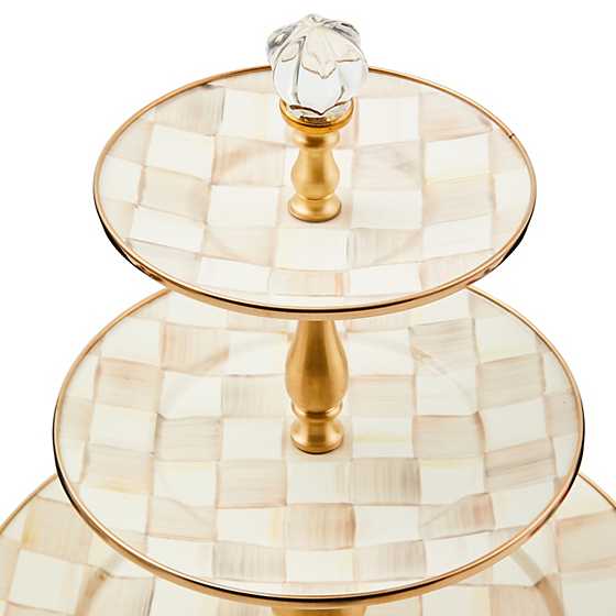 Mocha Check Three Tier Sweet Stand (Mackenzie Childs)