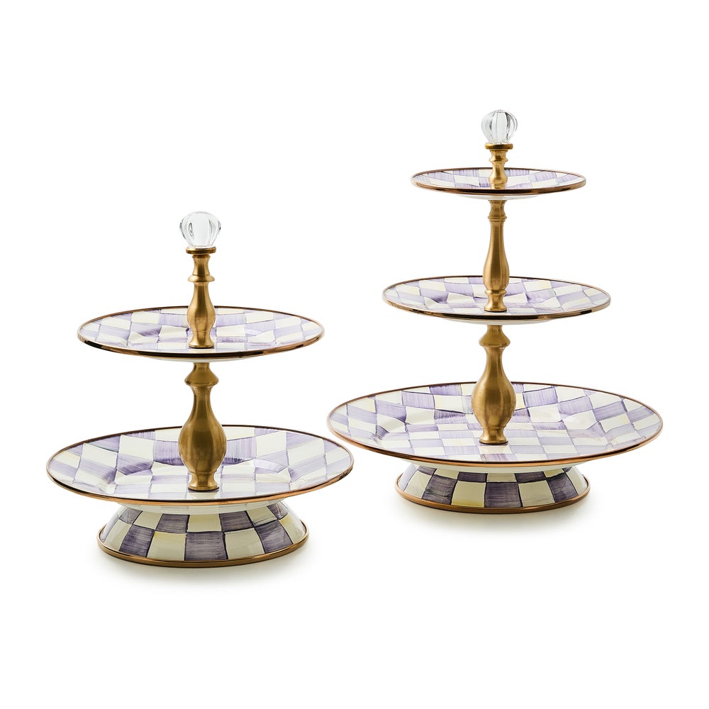 Violet Check Three Tier Sweet Stand (Mackenzie Childs)